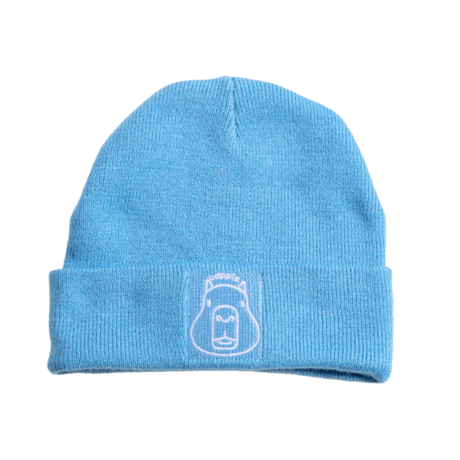 sky blue cappie beanie.