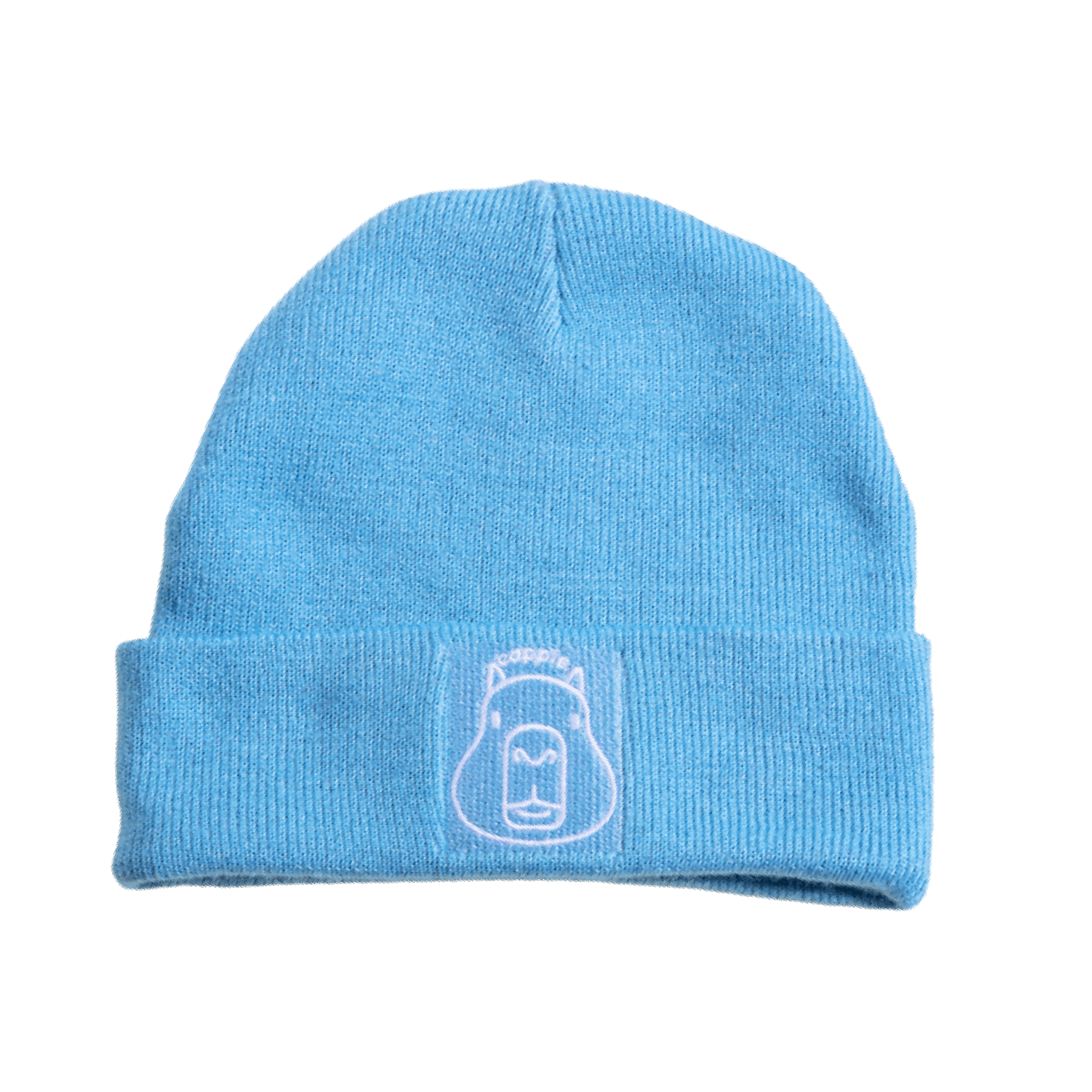 sky blue cappie beanie.